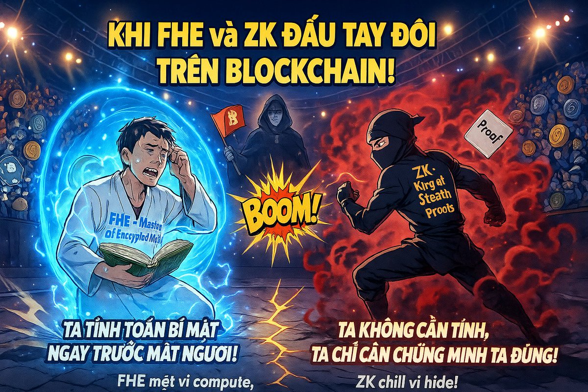 Akira_phann's tweet photo. 😂 Cuộc trò chuyện “bảo mật cấp thần thánh” giữa hai công nghệ đình đám:

👩‍💻 ZK: “Tôi chỉ chứng minh thôi, không ai thấy gì!”
🧠 FHE: “Tôi tính toán luôn, cũng không ai thấy gì 😎”

➡️Bạn nghĩ ai sẽ thắng ? #zk ha #zama

Còn mình thì cược vào @zama.

Bạn thì sao hãy cmt phía dưới nha. #ZamaCreatorProgram