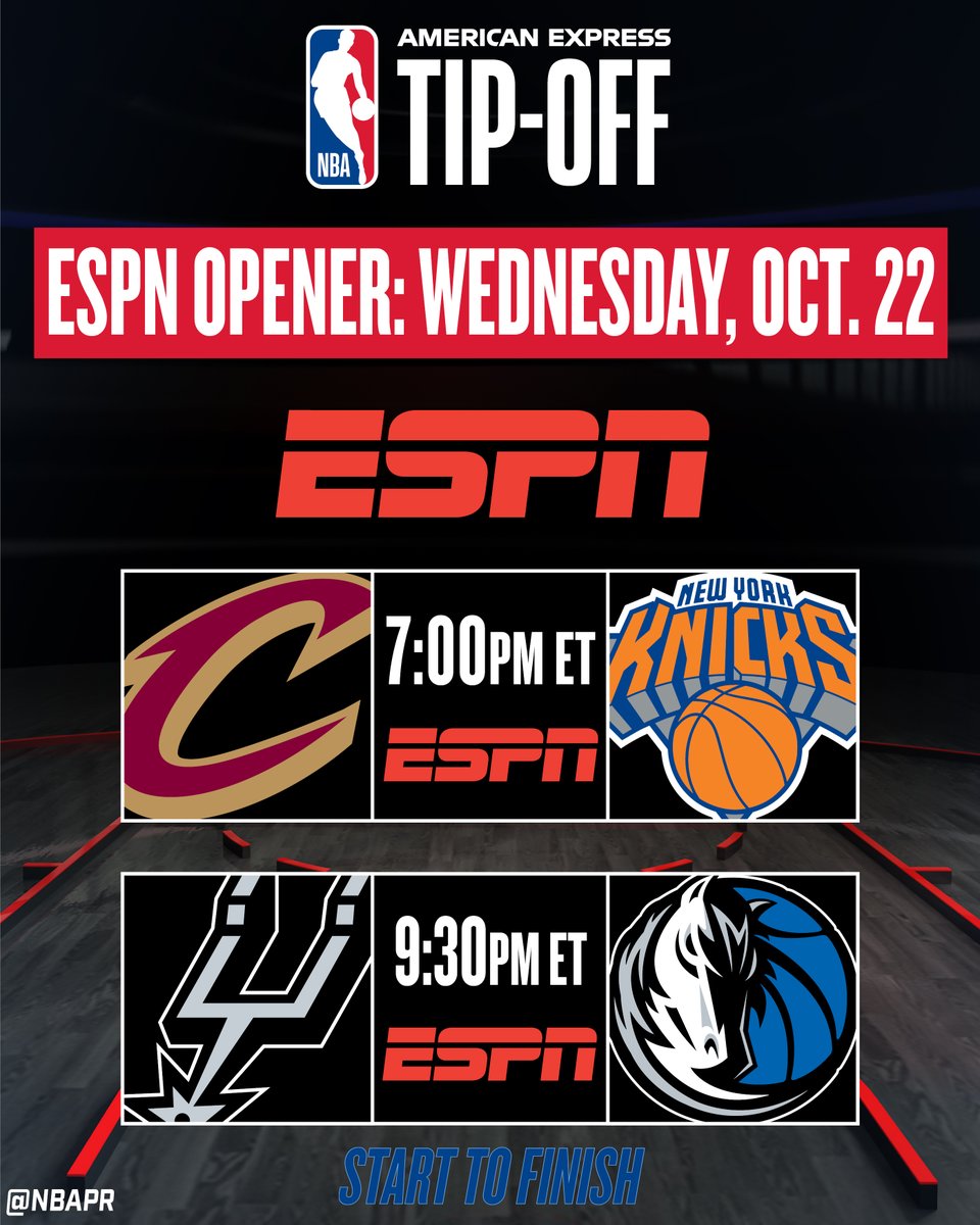 One week from tonight, ESPN will begin its 2025-26 regular-season game coverage with a doubleheader on Wednesday, Oct. 22.