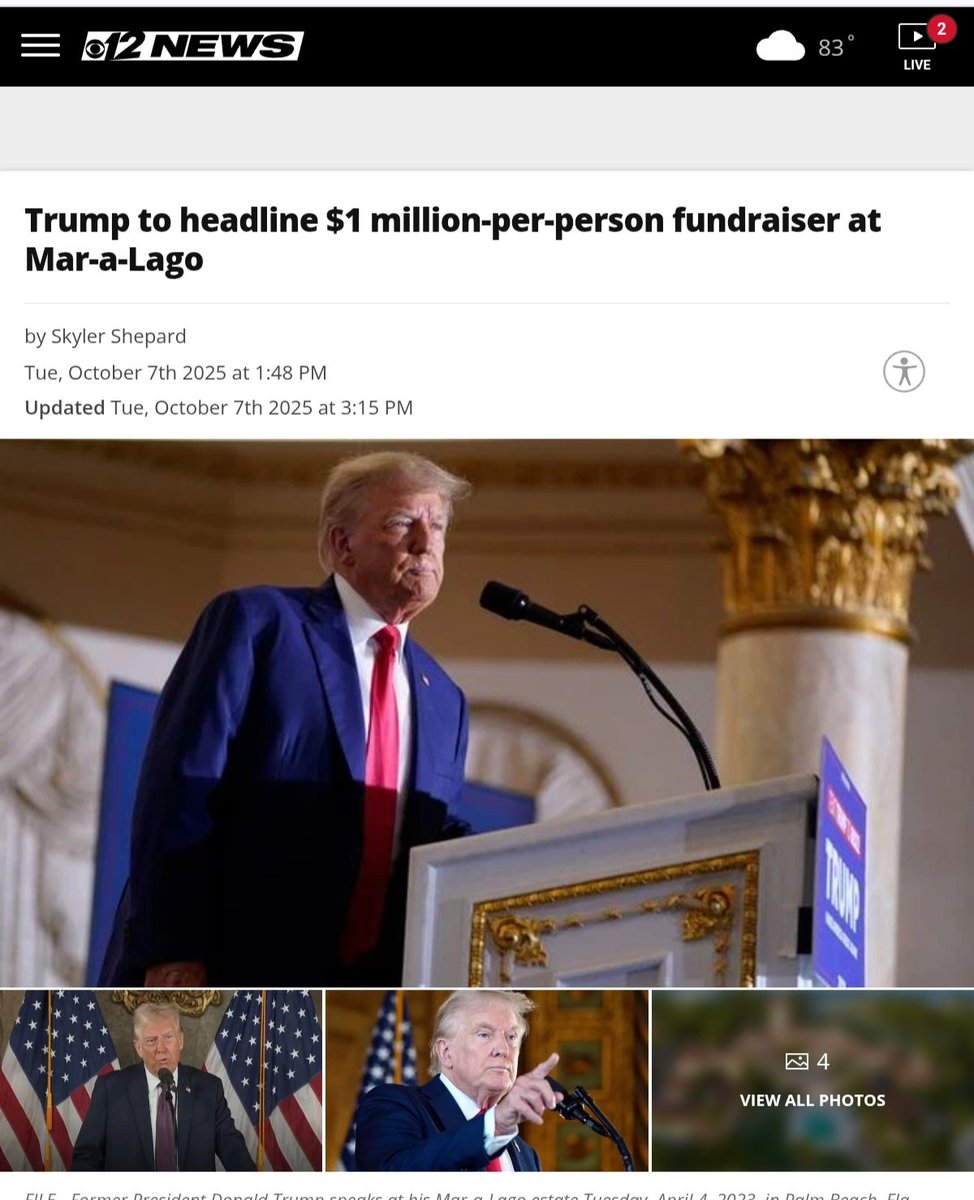 IGiveAHop's tweet image. Nothing speaks concern over the shutdown, military paychecks, military and average citizens piling in line at local food banks, prices soaring, farmers struggling, measles and other diseases on the rise - like hosting a 1 MILLION DOLLAR, PER PERSON, FUNDRAISER AT MAR-a-LAGO!!…