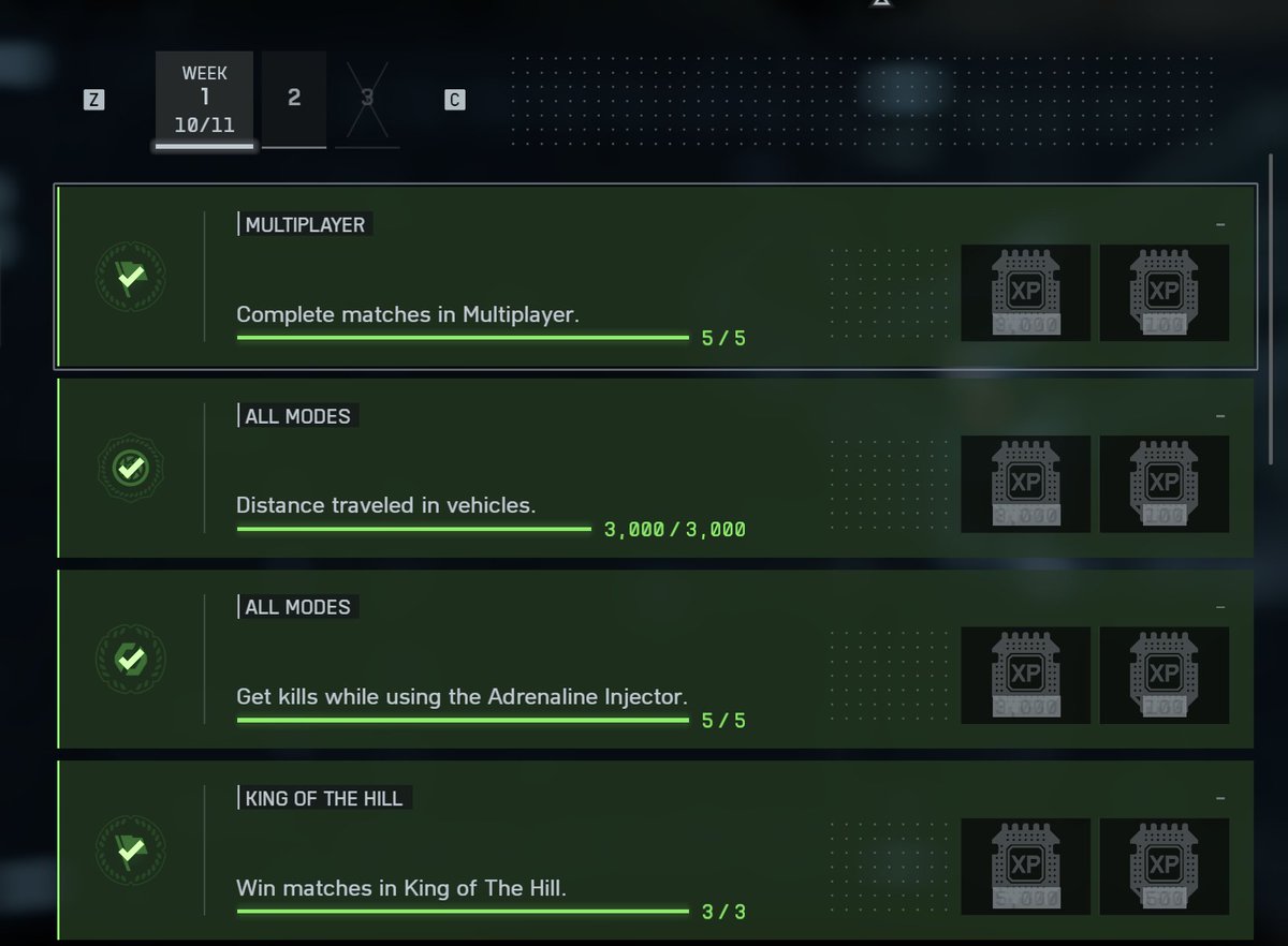 thepyro's tweet photo. Hey @Battlefield  I found another broken thing. Weekly Challenges, shows 10/11 but I completed all of them!

#Battlefield6 #Battlefield #GamingCommunity https://t.co/0vamzzs18K