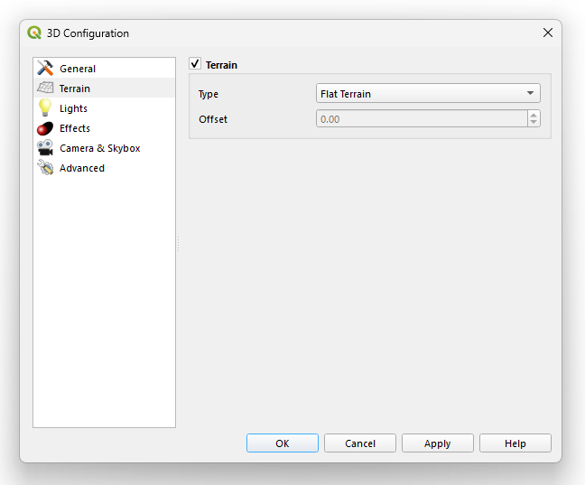 Anyone knows why 3D Globe views in QGIS don't let me change from flat terrain? I must be doing something wrong obviously as I have a DTM on the layer tree so is a setting somewhere