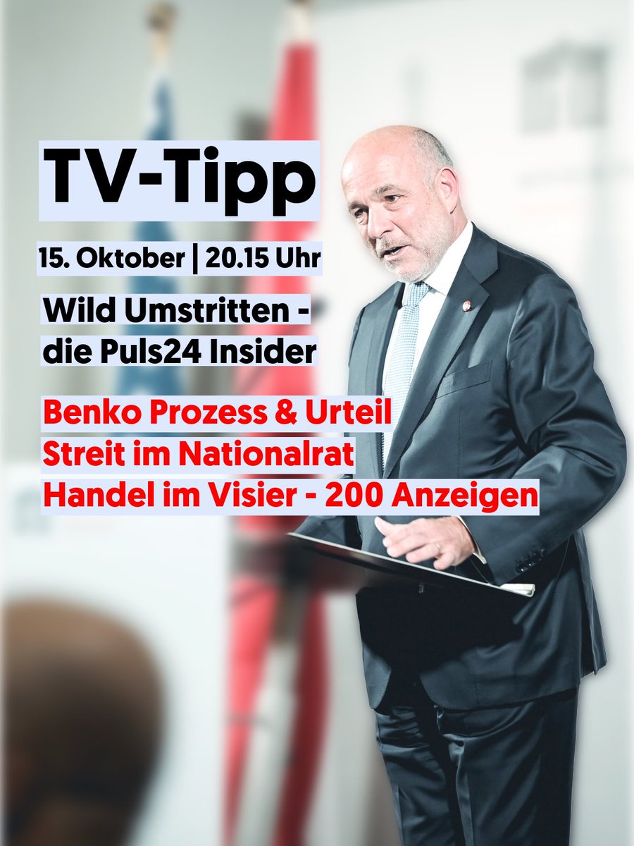Bin heute Abend um 20.15 Uhr zu Gast in der Diskussionssendung „Wild Umstritten“ bei Puls24. Ich diskutiere mit Julia Wenzel und Christoph Chorherr über:

Benko-Prozess. Urteil gefallen 

Streit im Nationalrat
FPÖ-Politiker soll ausgeliefert werden 
Debatte um die Wirtschaft