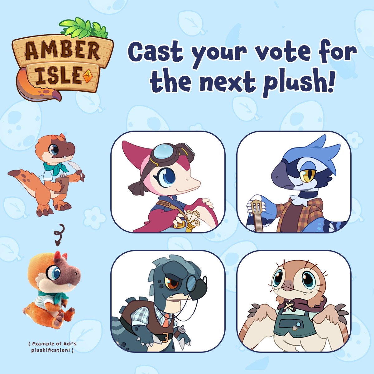 Voting for the next Amber Isle plush has begun!

To cast your vote or see who's in the lead, head over to our Discord:
🔸discord.gg/amberisle 🔸