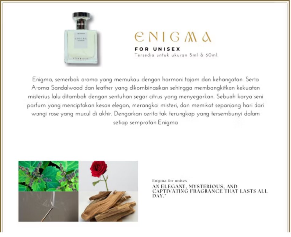Enigma by Farbash 
sweet fruity, bold, sentuhan floral by rose tapi masih aman untuk daily (bahkan siang hari) asal jangan over spray karena wangi banget!
🔗 produk : 
🍊: s.shopee.co.id/1gA16ZjnOb
🎵:vt.tokopedia.com/t/ZSH7cbfNb1q6…