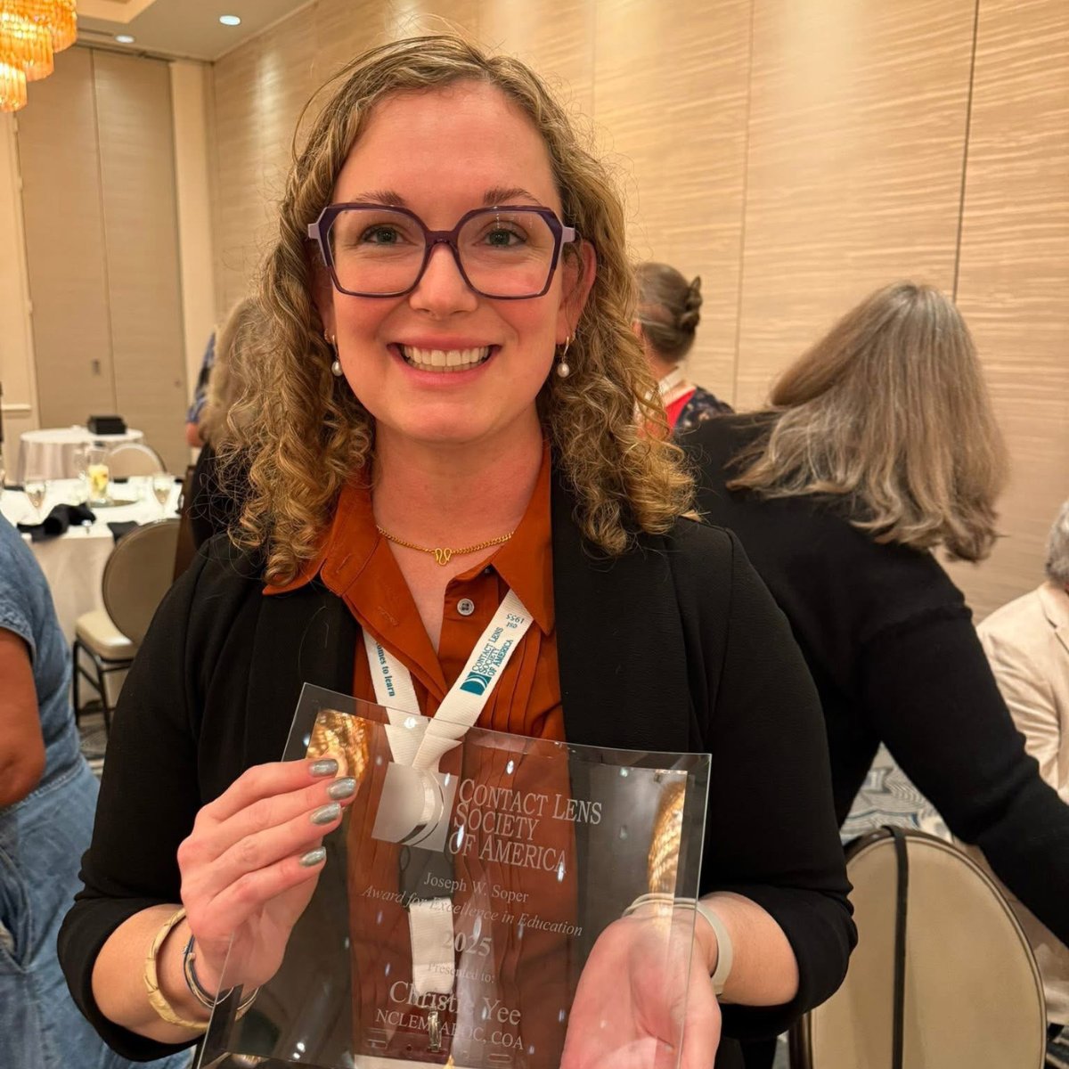 ABBOPTICALGROUP's tweet image. Congratulations to Christie Yee, NCLEM, ABOC, COA on receiving the Joseph W. Soper Award for Excellence in Education which was presented at the Annual Meeting for the Contact Lens Society of America.
#ContactLens #OptometryEducation #CLSA