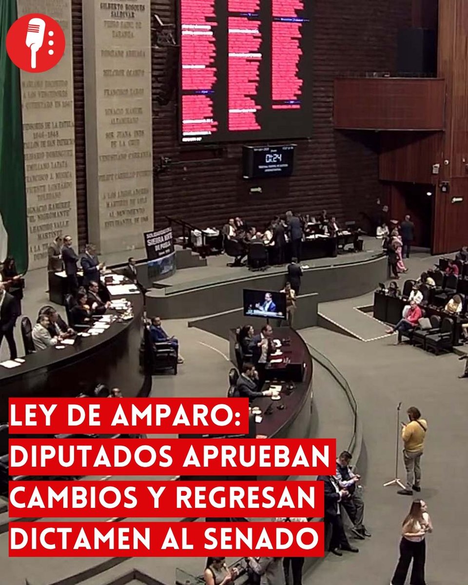 Los Reporteros MX (@reporterosmx_) on Twitter photo ⭕ OJO | LEY DE AMPARO: DIPUTADOS APRUEBAN CAMBIOS Y REGRESAN DICTAMEN AL SENADO
La Cámara de Diputados (<a href="/Mx_Diputados/">H. Cámara de Diputados</a>) aprobó durante la madrugada la reforma a la Ley de Amparo, enfocándose en la nueva redacción del artículo 3º transitorio, que especifica cómo aplicarán las ⭕ OJO | LEY DE AMPARO: DIPUTADOS APRUEBAN CAMBIOS Y REGRESAN DICTAMEN AL SENADO
La Cámara de Diputados (<a href="/Mx_Diputados/">H. Cámara de Diputados</a>) aprobó durante la madrugada la reforma a la Ley de Amparo, enfocándose en la nueva redacción del artículo 3º transitorio, que especifica cómo aplicarán las