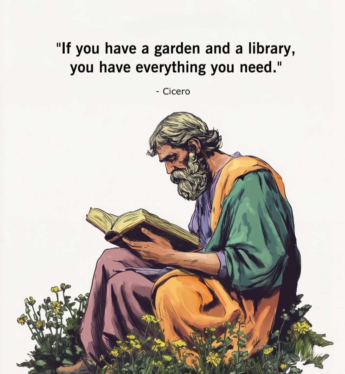 "If you have a garden and a library, you have everything you need."