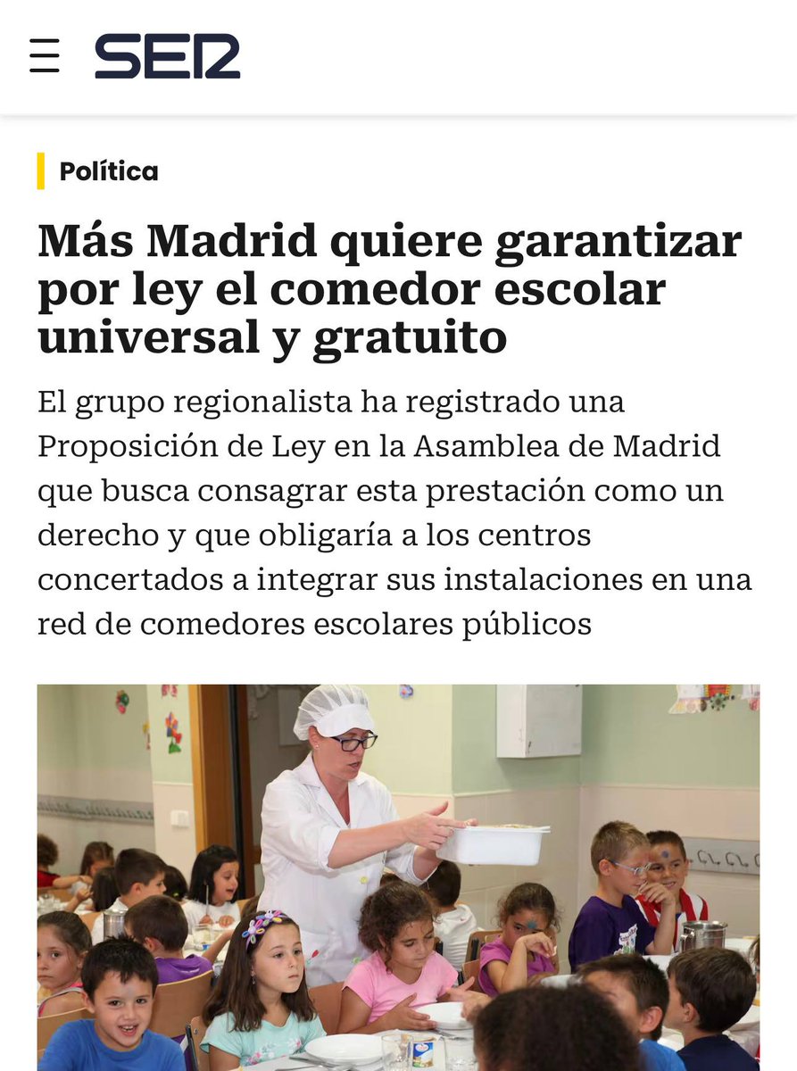 Ganar derechos para todas las familias,  para la infancia.
Presentamos proposición de ley para garantizar comedor escolar universal y gratuito.