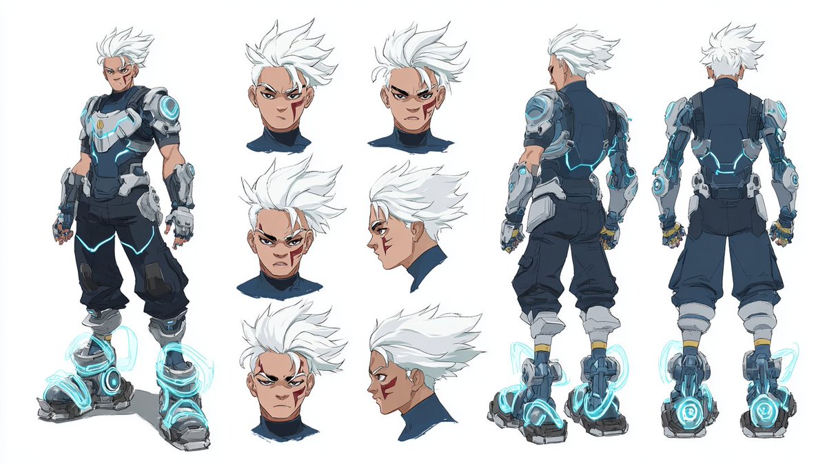 CharaspowerAI's tweet image. 🚨PromptShare🚨
CHARACTER DESIGN

A character sheet of an anime [type of character with specific traits], in the style of cell-shaded anime, wearing [detailed outfit description], multiple poses and facial expressions, white background, full-body shot, character design for video…