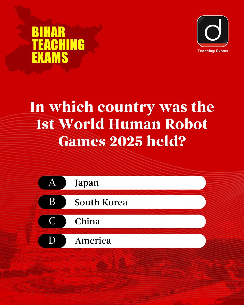 Drishtiteaching's tweet image. Take the Bihar teaching exams quiz daily and turn your preparation into success with consistent practice!
#BPSCTRE #BPSC #TRE #BiharSTET #PrimaryTeacher #TeachingCourses #DrishtiTeachingExams