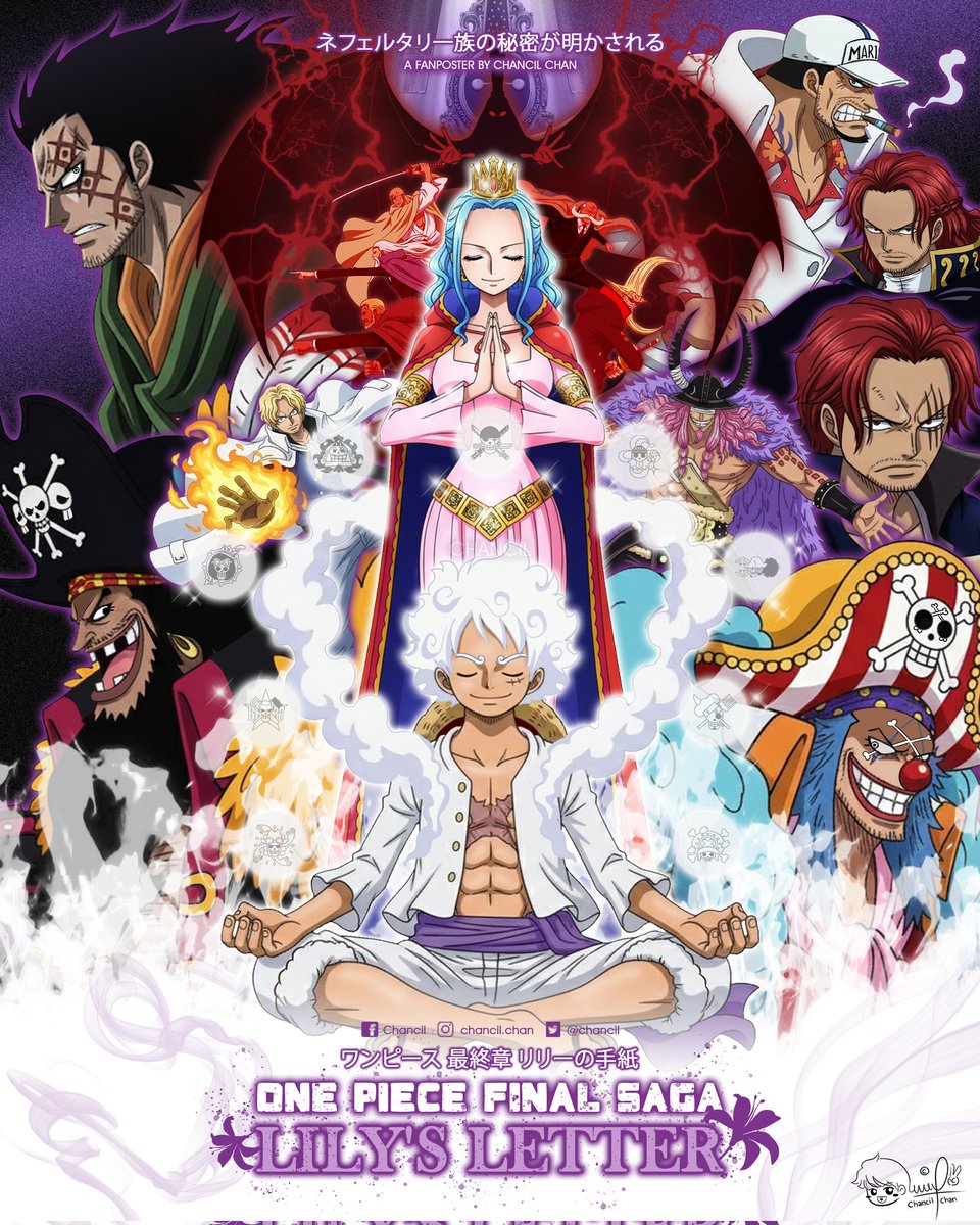 One Piece Final Saga : LILY'S LETTER

A Fan Artwork by myself
#ONEPIECE #getchancilized #finalsaga #luffy #nika #shanks #dragon #vivi #blackbeard #buggy #fanposter #ONEPIECE1163