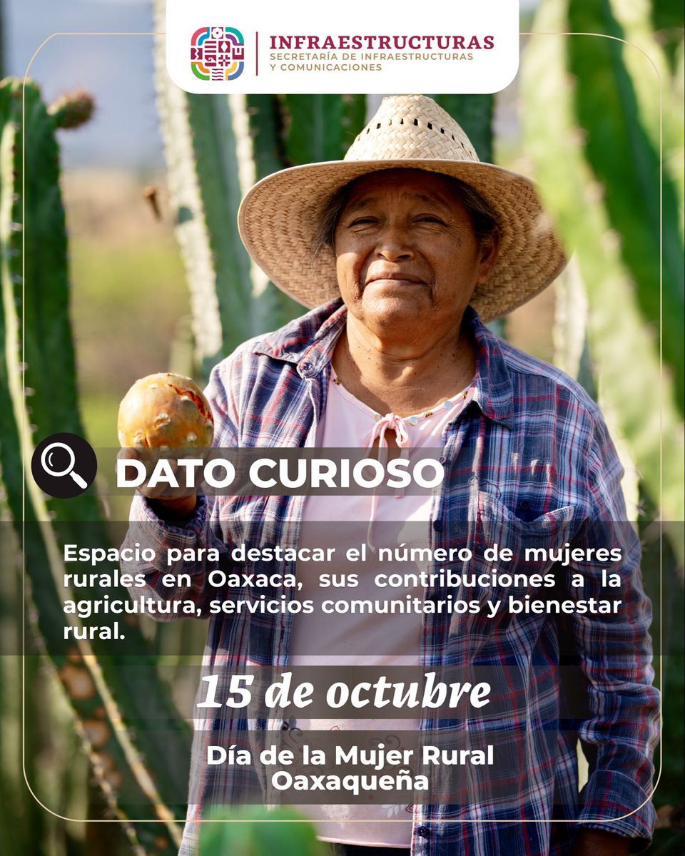 Hoy reconocemos la fuerza, sabiduría y trabajo de las mujeres rurales que con su esfuerzo diario nutren nuestra tierra, preservan nuestras tradiciones y sostienen el desarrollo de las comunidades oaxaqueñas. 💚✨