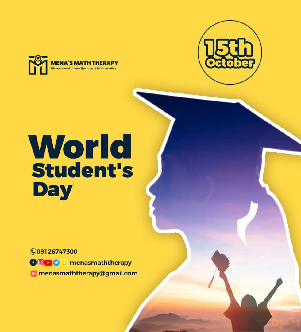 maththerapist05's tweet image. Happy World Student&apos;s Day! 🎉📚

To all the brilliant minds navigating equations, exploring theorems, and unlocking the secrets of the universe through numbers this day is for you!

#WorldStudentsDay#MathTherapy #MenasMathTherapy #LoveForMath #StudentLife #MathIsFun #Education