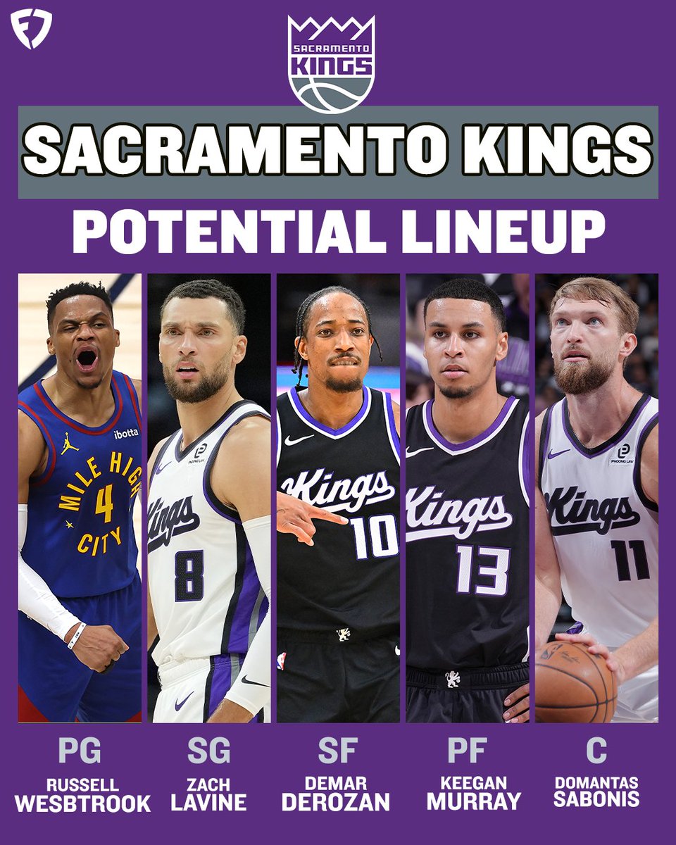 FDSportsbook's tweet image. Russell Westbrook
Zach LaVine
DeMar DeRozan
Keegan Murray
Domantas Sabonis
Dennis Schröder
Keon Ellis
Malik Monk
Devin Carter
Drew Eubanks
Dario Šarić
The Kings are kind of LOADED 🤯