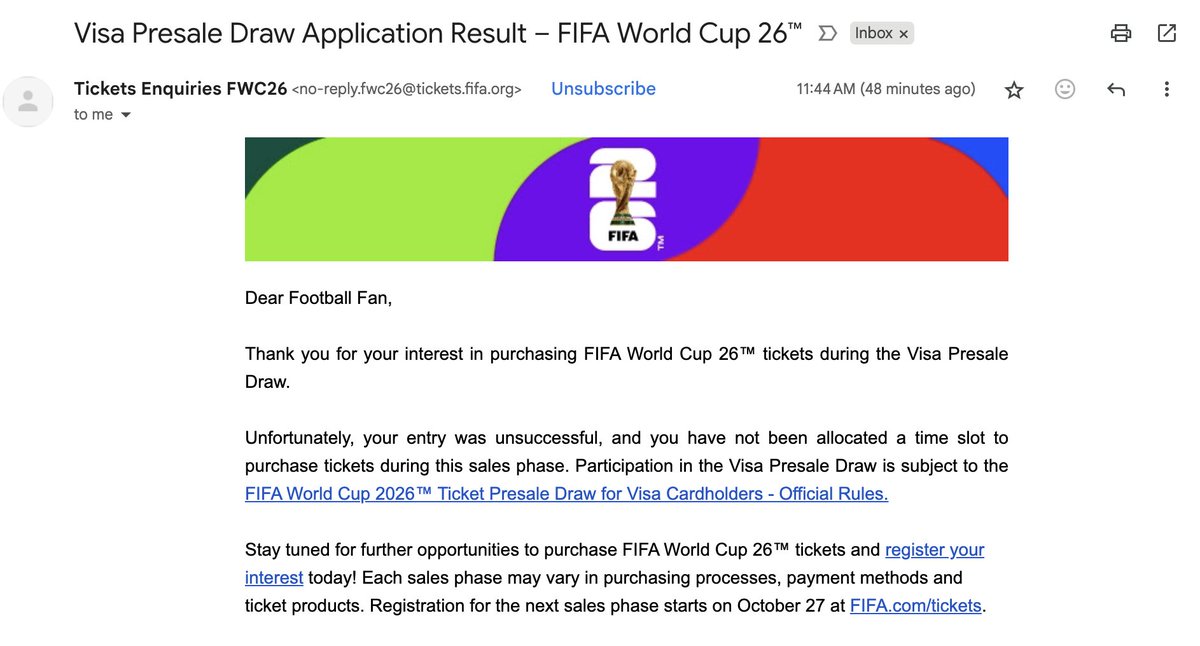 Cheers <a href="/FIFAcom/">FIFA</a> guess I'll be paying a billion dollars for World Cup tickets now on the resell market...