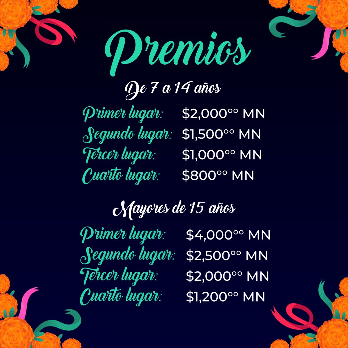 🌼💀CONCURSO DE DISFRACES DE CATRINAS🌼💀
¡INSCRÍBETE!

😃Invitamos a las y los interesados a participar. Inscríbete en las instalaciones de la Casa de la Cultura y forma parte activa de nuestras bellas tradiciones de Día de Muertos, te esperamos💯
#FestivalDeMuertos #Guanajuato