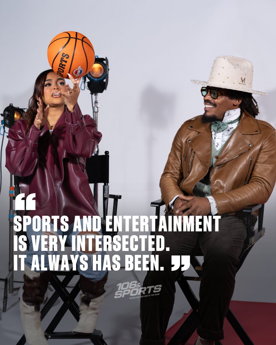 BET's tweet photo. Sports and culture don’t just mix. They’ve been inseparable. @ashnicolemoss broke it down, and @CameronNewton's the perfect example — athletes turning storytellers and tunnels turning runways. #106AndSports #BETTalks https://t.co/RehDv4kLPh