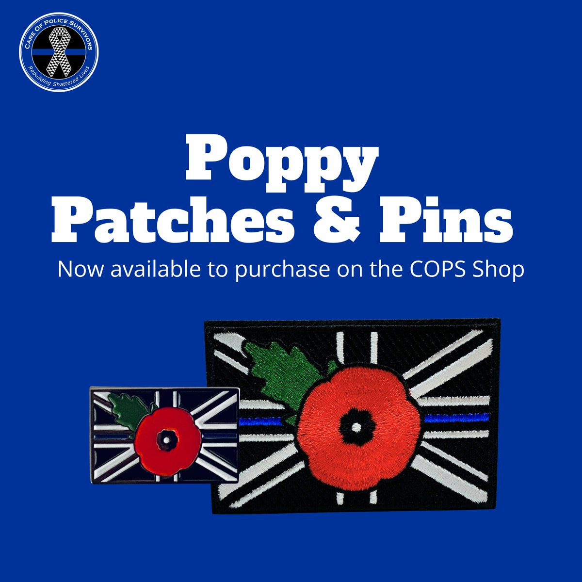 Our thin blue line Remembrance poppy pins and patches are now available to purchase on the COPS Shop. 

50% of the proceeds are shared with the NMA in Staffordshire, a part of the Royal British Legion family of charities. 

Buy yours here: ow.ly/zhKc50Xat1N