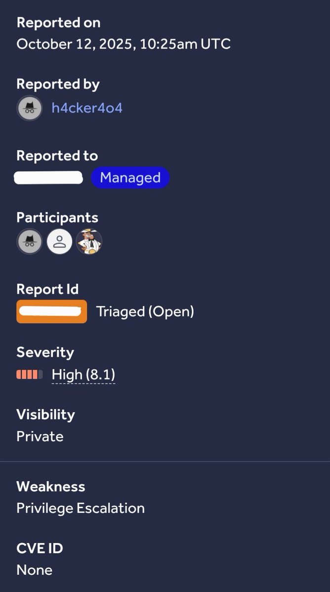 Ahmed78752911's tweet photo. Found a high PrivEsc scenario — no email verification!

1️⃣ Admin invite sent to test@example.com
2️⃣ Attacker sees the invited email
3️⃣ Creates account with it
4️⃣ Auto joins org as Admin

#bugbountytips #bugbounty #bugbountytip https://t.co/hP9Pmh592N