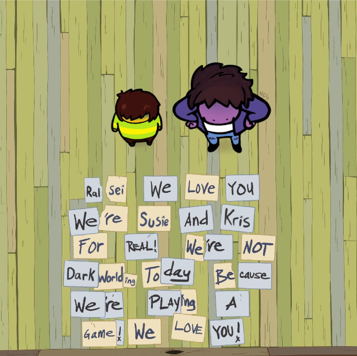 Kris and Susie sending a message