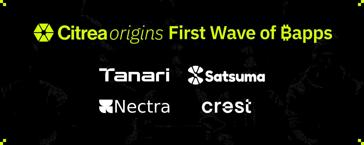 CitreaBappers's tweet photo. Citrea Origins is the incubation program powering the next wave of Bitcoin applications.

Our first wave of ₿app projects has gone from idea to launch to scale with hands-on support across engineering, product, strategy, and community. 🍊 https://t.co/iDJtR7oWSY