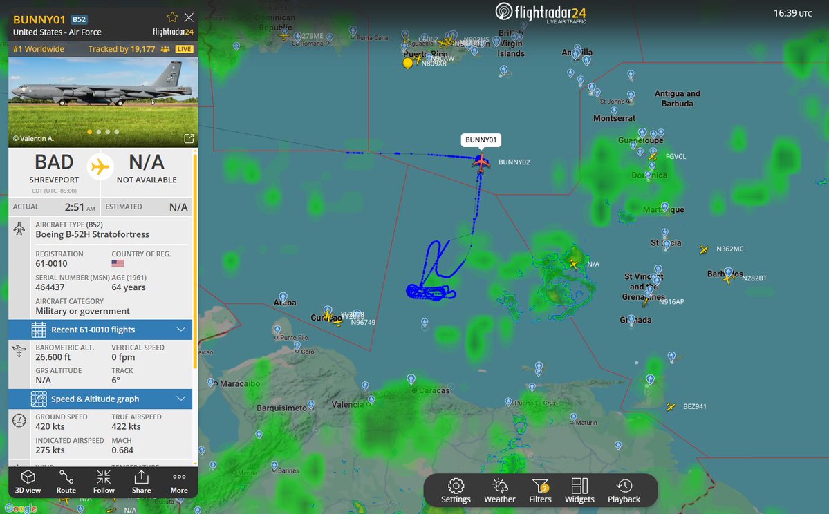 RadarSpain's tweet image. un par de B-52 orbitando frente a Caracas,Venezuela.......