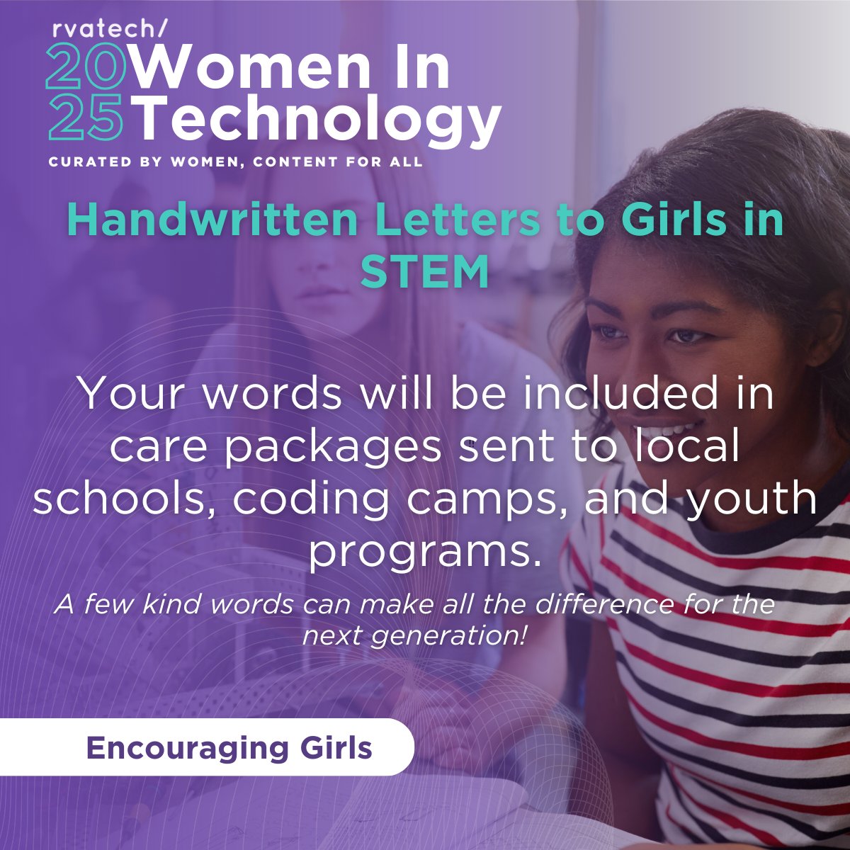 Ticket prices for rvatech/ Women in Tech rise this Friday, Oct 17.

Join us Oct 30 for powerful sessions, community connection, and meaningful extras—like our women's clothing drive and notes to girls in STEM.

Get your ticket: