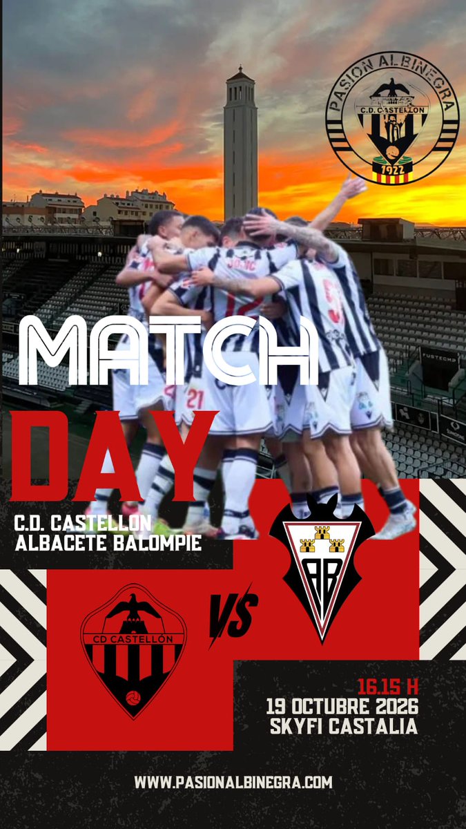 Pasión Albinegra (@pasionalbinegr3) on Twitter photo ¡Este domingo será un día especial para PASIÓN ALBINEGRA! 🥘🍻🔥
Recibimos a nuestros amigos del ALBA, peña MANCHA BLANCA 🫂🫂
🗓️ Domingo 🕗 16:15H
⚪⚫ CD CASTELLÓN - ALBACETE BP ⚪⚫
#PasionAlbinegra #ManchaBlanca #hermanamiento #PPO 🤍🖤 ¡Este domingo será un día especial para PASIÓN ALBINEGRA! 🥘🍻🔥
Recibimos a nuestros amigos del ALBA, peña MANCHA BLANCA 🫂🫂
🗓️ Domingo 🕗 16:15H
⚪⚫ CD CASTELLÓN - ALBACETE BP ⚪⚫
#PasionAlbinegra #ManchaBlanca #hermanamiento #PPO 🤍🖤