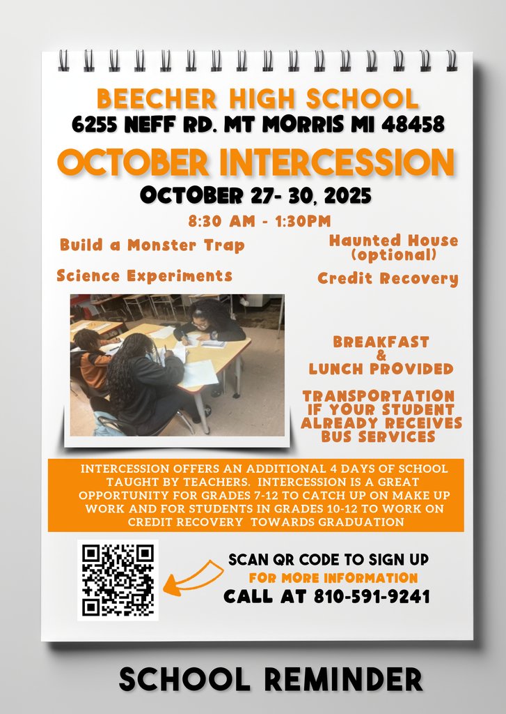 Fall Intersession Classes at BHS will take place from October 27th to 30th, from 8:30 AM to 1:30 PM.  Please sign up ASAP.  If your child needs transportation to Intersession, the sign-up document must be completed by today.

Link: forms.gle/ub95PPa1sLpB7W…