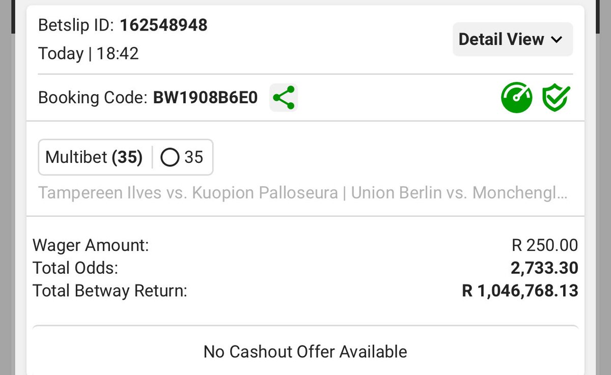 TeeJay (@15teejay) on Twitter photo I just placed a bet with Betway. Tap here to copy my bet or search for this booking code in the Multi Bet betslip BW1908B6E0 new.betway.co.za/?bookingCode=Bβ¦
2700 odds for the weekend 
βπΏ βπΏ βπΏ βπΏ 
πππππππππππ
πππππππππππ
πππππππππππ
π I just placed a bet with Betway. Tap here to copy my bet or search for this booking code in the Multi Bet betslip BW1908B6E0 new.betway.co.za/?bookingCode=Bβ¦
2700 odds for the weekend 
βπΏ βπΏ βπΏ βπΏ 
πππππππππππ
πππππππππππ
πππππππππππ
π