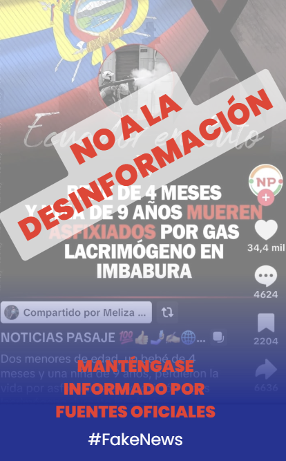 PoliciaEcuador's tweet photo. NO A LA DESINFORMACIÓN 🚫

Ante esta publicación realizada en medios digitales, #PolicíaEcuador aclara que esto corresponde a DESINFORMACIÓN. 

Invitamos a la ciudadanía a informarse a través de cuentas oficiales que presentan noticias verídicas y contextualizadas.

#PolicíaEcuador
#FakeNews