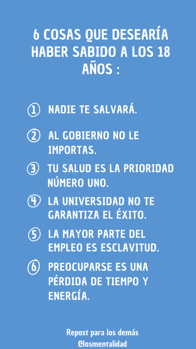 PapaNomada's tweet image. 6 cosas que desearía haber sabido a los 18 años