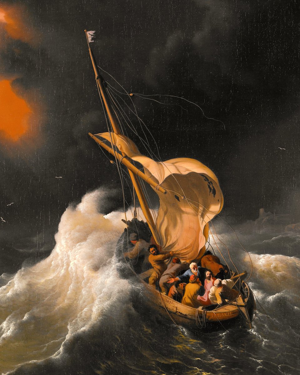 AlexandraSoro's tweet image. &quot;Christ in the Storm on the Sea of Galilee&quot; (1695) 
By Follower of Ludolf Backhuysen. 🖌️🌹
Dutch painter, (1630-1708)