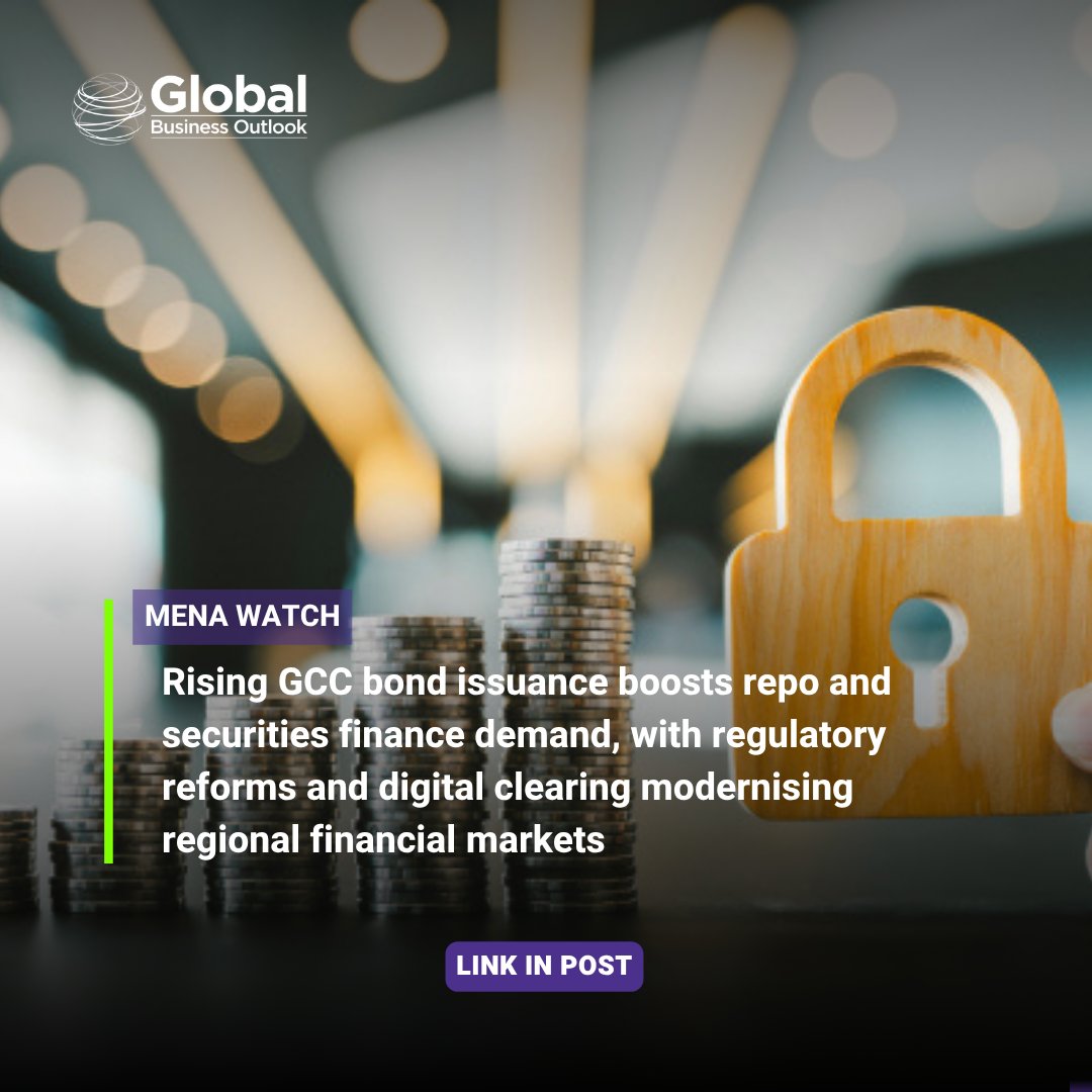 gbomagazine's tweet image. #MENAwatch
GCC bond market reforms
GCC bond surge boosts repo demand as reforms and digital clearing modernise regional financial markets.
Read more: bit.ly/4oqoAca
#globalbusinessoutlook #gcc #bonds #repomarket #securitiesfinance #mena #financialmarkets #liquidity…
