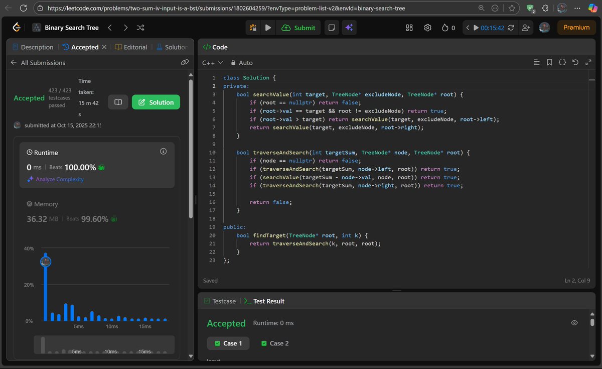 twt_Kunal's tweet image. #DAY_88
Day 88/90
✅Done Two Sum IV - Input is a BST today.
#LeetCode #BuildInPublic #DevJourney #90DaysOfCode