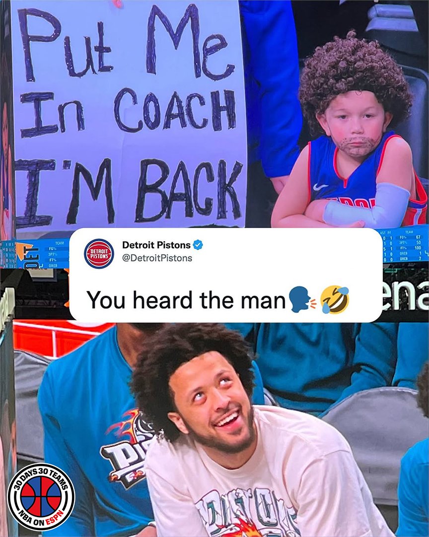 When this young Cade Cunningham fan was ready to go 🤣 

We're featuring the Pistons today and a new team every day until tip-off. Stay tuned for more content 👀 (via @DetroitPistons) 
