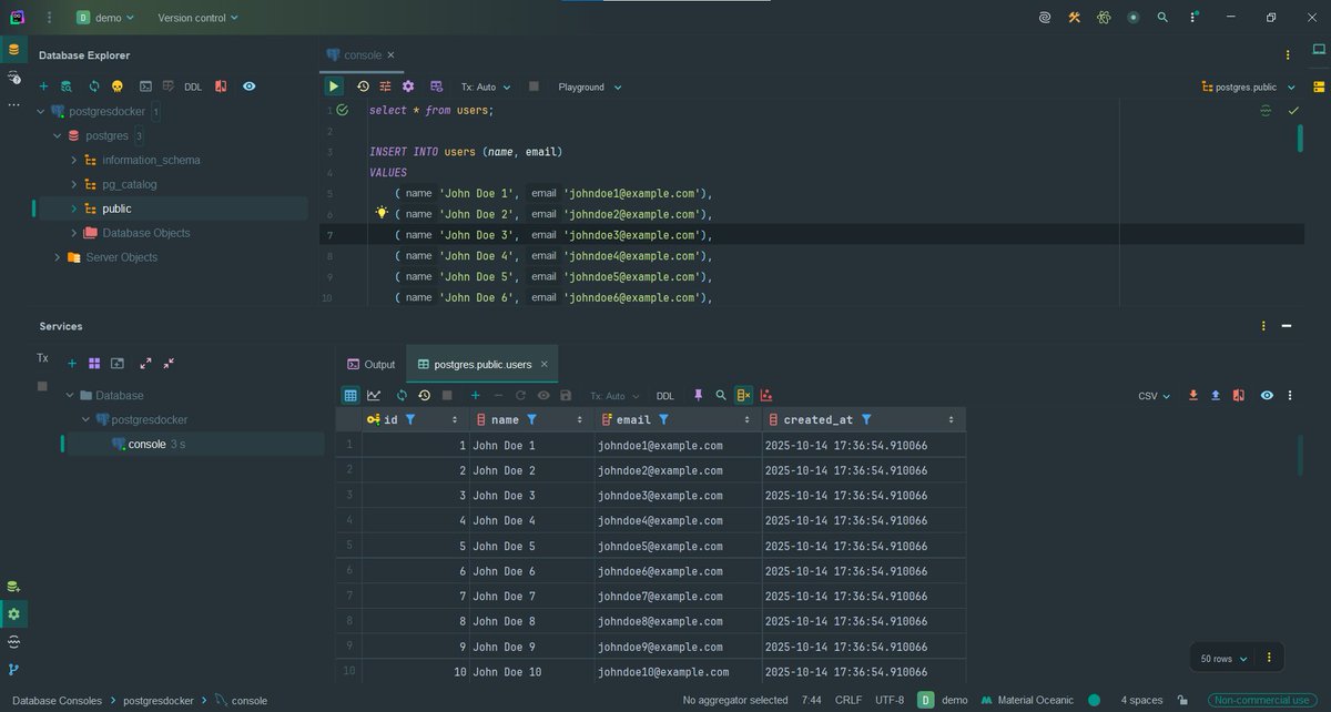 itsvaibhavp's tweet image. Just explored @DataGrip with my Postgres DB — and it’s honestly so good!⚡
Clean UI, smart features & smooth queries👌
Really Loved it — didn’t think I’d like it this much😄
It’s also free for non-commercial use! Gonna explore more & start using it daily!
#DataGrip #PostgreSQL