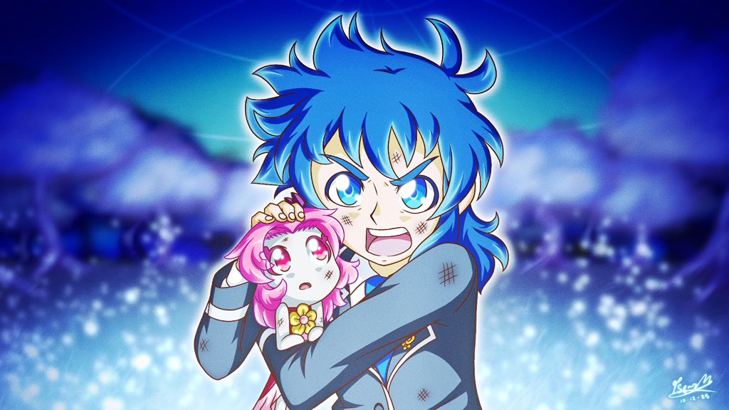 TopherArtz's tweet photo. Visualization of a scene from GoGo! Chime Guardians!

Here we see Yuuki Kagayaki about to awaken his powers while protecting the young fairy, Caramel
#digitalart #gogochimeguardians https://t.co/m0kq8yWZeX