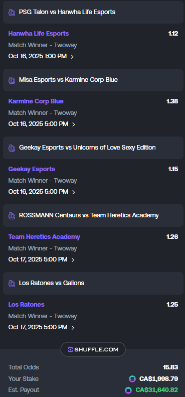 BTCs Sports (@btcssports) on Twitter photo PARLAY OF THE DAY 🚨
11-LEG ESPORTS SLIP FOR THE BOYS 🔥
LOCKED INTO #Worlds2025 and #emeamasters 🤯
Sharing the love on <a href="/shufflecom/">Shuffle.com</a> if we hit 💙
Like , RT & comment Shuffle names for some juice 🧃 PARLAY OF THE DAY 🚨
11-LEG ESPORTS SLIP FOR THE BOYS 🔥
LOCKED INTO #Worlds2025 and #emeamasters 🤯
Sharing the love on <a href="/shufflecom/">Shuffle.com</a> if we hit 💙
Like , RT & comment Shuffle names for some juice 🧃