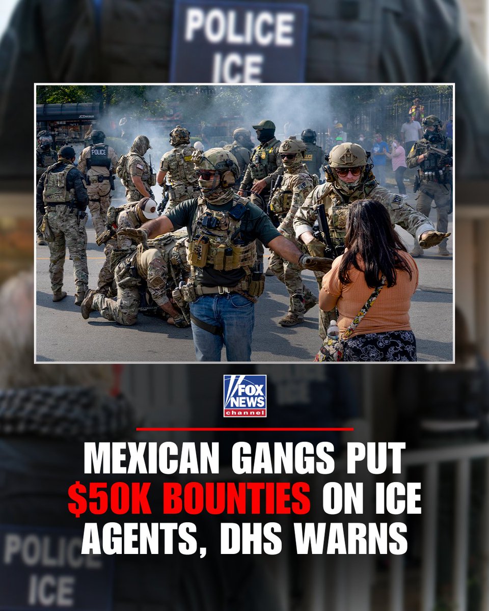 NEW: DHS warns that Mexican gangs are funding a scheme that pays thousands of dollars in cash bounties for the killings of ICE agents.

Gangs are offering payouts for doxxing intel on agents — including photos and family details — as well as for kidnapping, non-lethal assaults on