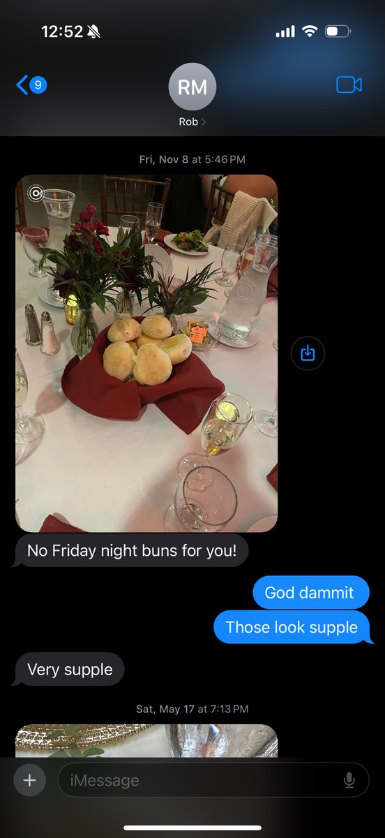 DougieCheatcode's tweet image. At a wedding years ago, my family made a joke about how I can’t have any bread at the table and my cousins friend liked that so much he now texts me only when he goes to a wedding that I still can’t have bread