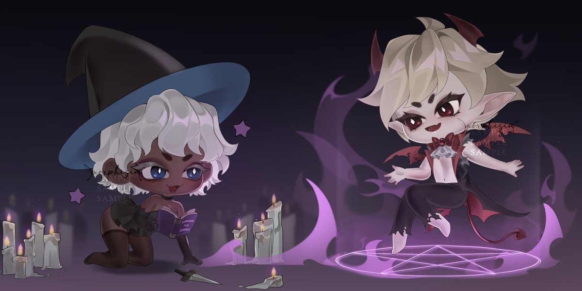 Morphisia's tweet photo. 🎃Halloween Matching YCH Raffle

Since Halloween is right around the corner, I thought it would be good to host two for one! 
 Mechanics: 
- Follow 
- ♡ Like + ↻ Share 
- Deadline : Oct 20th  

↪️Drop your OCs + tag your duo below↩️ https://t.co/rWd8rti9oP