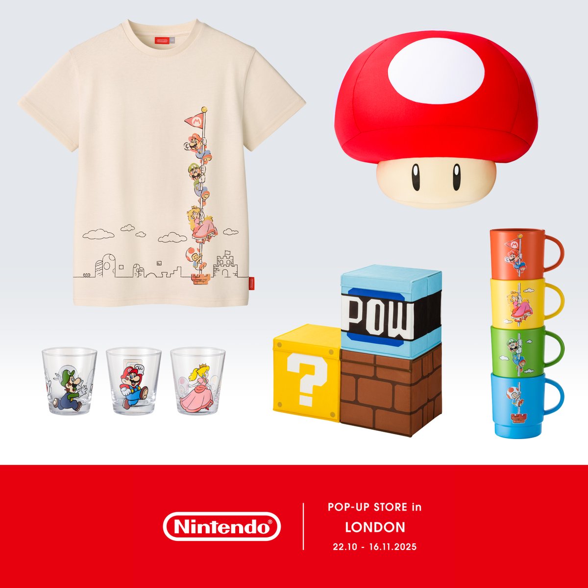 Nintendo POP-UP STORE in LONDON opens its doors on 22nd October!

Check out some of the Super Mario range you can expect to see.

Oct 22nd – 26th is ticketed, general opening starts on Oct 27th – Nov 16th.

Find out more: ntdo.com/6014AnLru