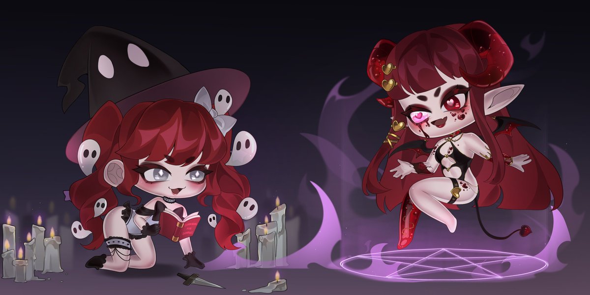 Morphisia's tweet photo. 🎃Halloween Matching YCH Raffle

Since Halloween is right around the corner, I thought it would be good to host two for one! 
 Mechanics: 
- Follow 
- ♡ Like + ↻ Share 
- Deadline : Oct 20th  

↪️Drop your OCs + tag your duo below↩️ https://t.co/rWd8rti9oP
