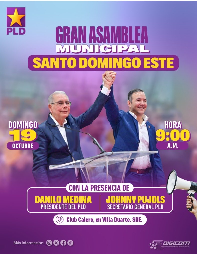 ¡ATENTOS!

📍Santo Domingo Este.

Este próximo domingo 19 de octubre.