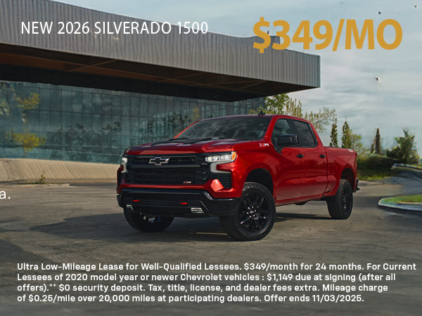 KerryChevrolet's tweet photo. Ready for adventure? Drive the new 2026 Silverado 1500 for just $349/month! Learn more at https://t.co/hLhD85Y58y https://t.co/RKbi3x150L