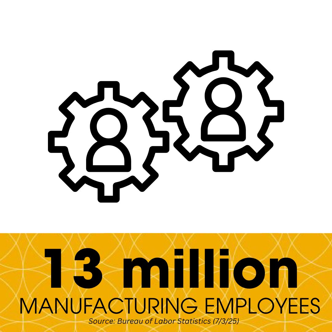 eclipseautomate's tweet image. Manufacturing employs 12.75 million Americans (as of June 2025) — still higher than pre-pandemic levels! WOW!
This sector is growing, hiring, and building a strong future. 💪
#EclipseAutomation #NationalManufacturingMonth2025 #ManufacturingTrivia #EmploymentNumbers