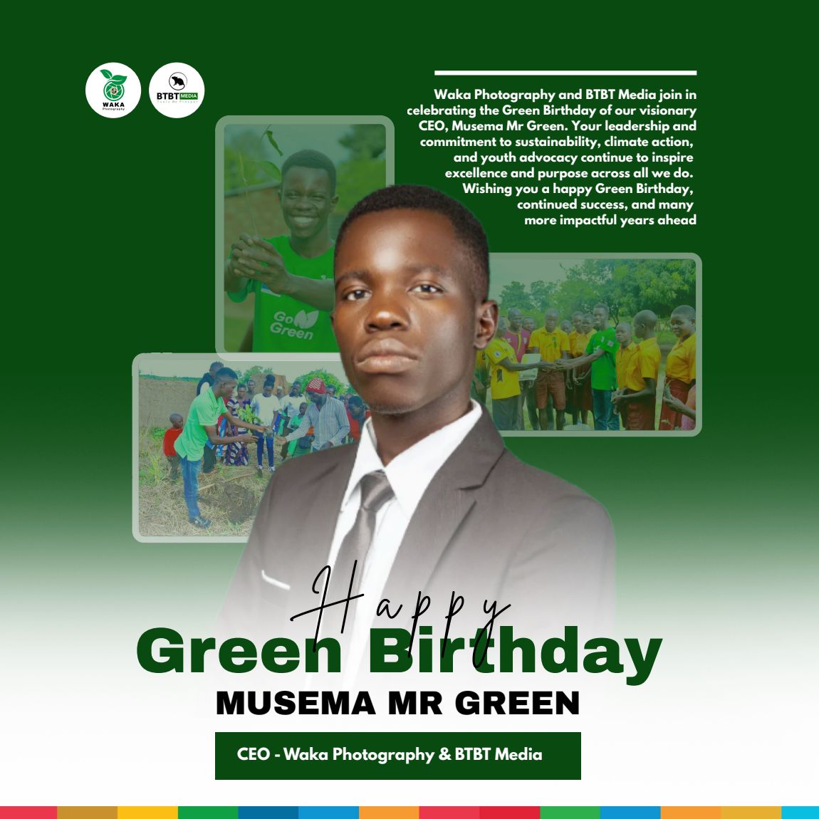 musema_inno's tweet photo. Today I celebrate not just another year of life, but another year to drive sustainability, fight climate change &amp; empower fellow youths. Grateful to the amazing teams at Waka Photography, BTBT Media, our partners &amp; friends worldwide who are part. 
Happy Green Birthday to me! 🍀 https://t.co/jV382xmxw6