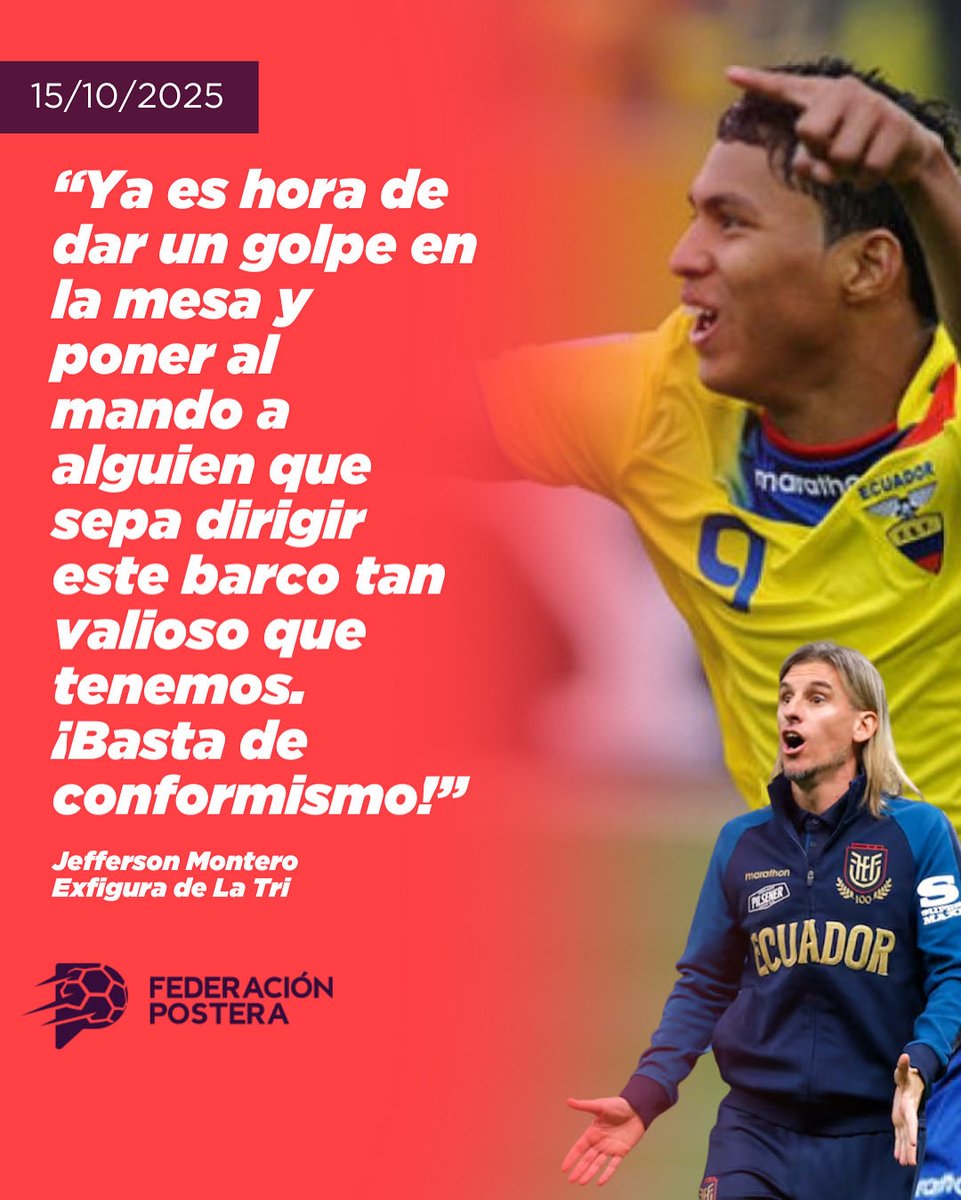 FedePostera's tweet image. ¡Las críticas contra Beccacece llueven! Jefferson Montero, exfigura de #LaTri, criticó duramente en sus redes al DT de #Ecuador. El crack dijo que &quot;Ya nos diseñó Dusan, el Bolillo, etc. Alfaro hizo algo tan maravilloso que desde la #FEF le fallaron&quot;, y cerró diciendo que la…