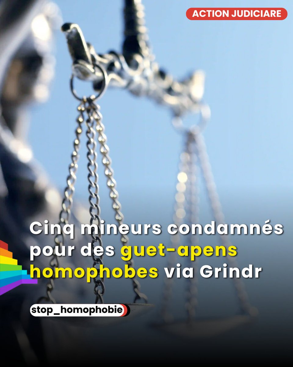 [Communiqué] #ActionJudiciaire ⚖️ Cinq mineurs condamnés pour guet-apens homophobes via Grindr

Des hommes homosexuels ont été attirés dans de faux rendez-vous au Blanc-Mesnil (Seine-Saint-Denis), agressés et dépouillés. Le Tribunal pour enfants de Bobigny a retenu la